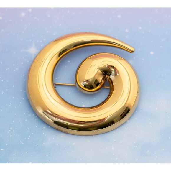 Vintage Spiral Worm Gold Tone Brooch | Monet | J23 - Picture 1 of 2